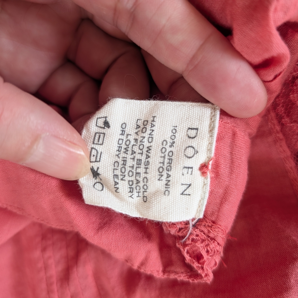 Doen Coral Pink Boho Lace-Trim Dress - Picture 6 of 7